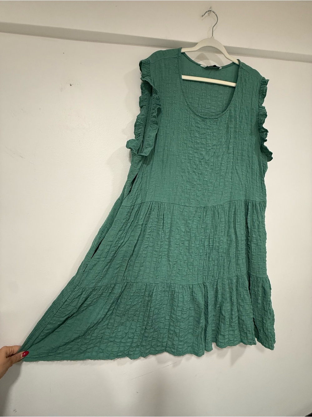 Sonoma Teal Ruffled Tiered Short Sleeve Dress